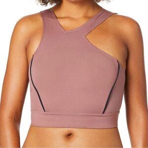 Under Armour Asymmetrical Mauve Rose Sports Bra Crp Top Size Small